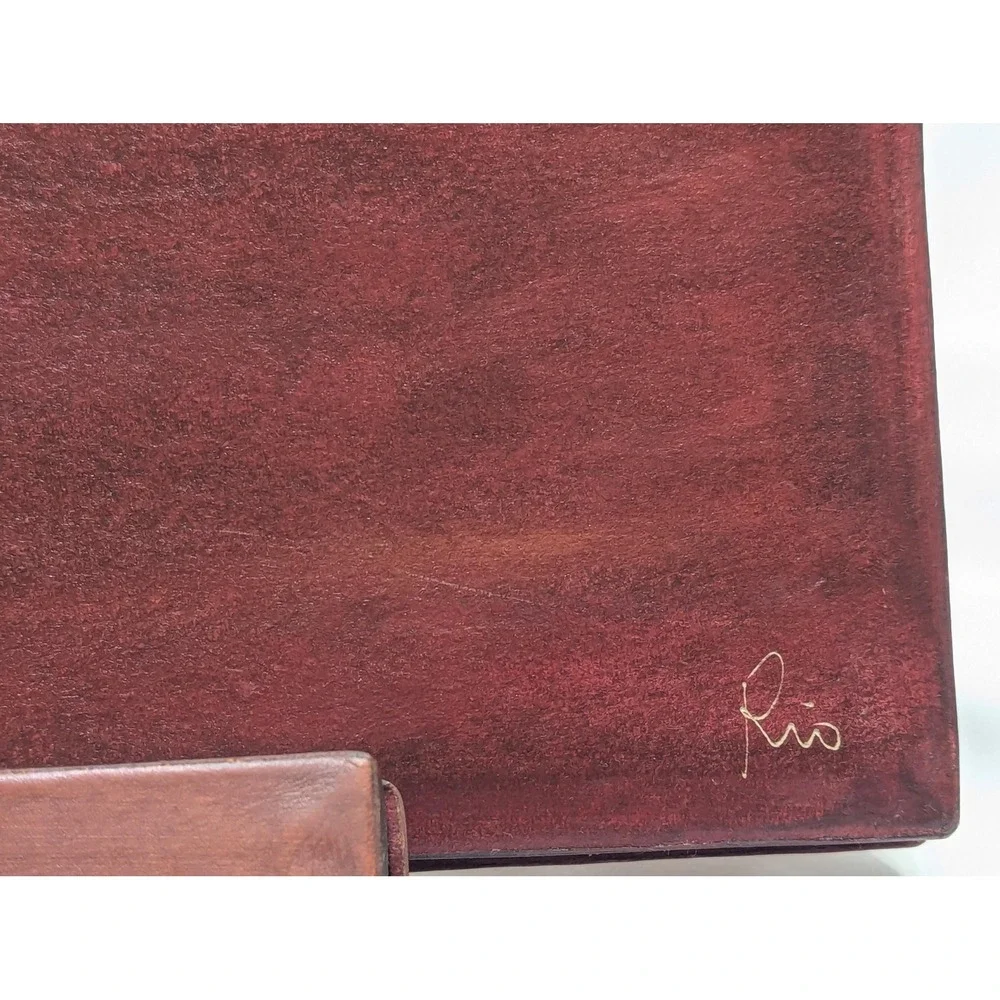 Vintage Signed Leather/Faux Box Set, Hand Tooled Brazilian Storage Boxes